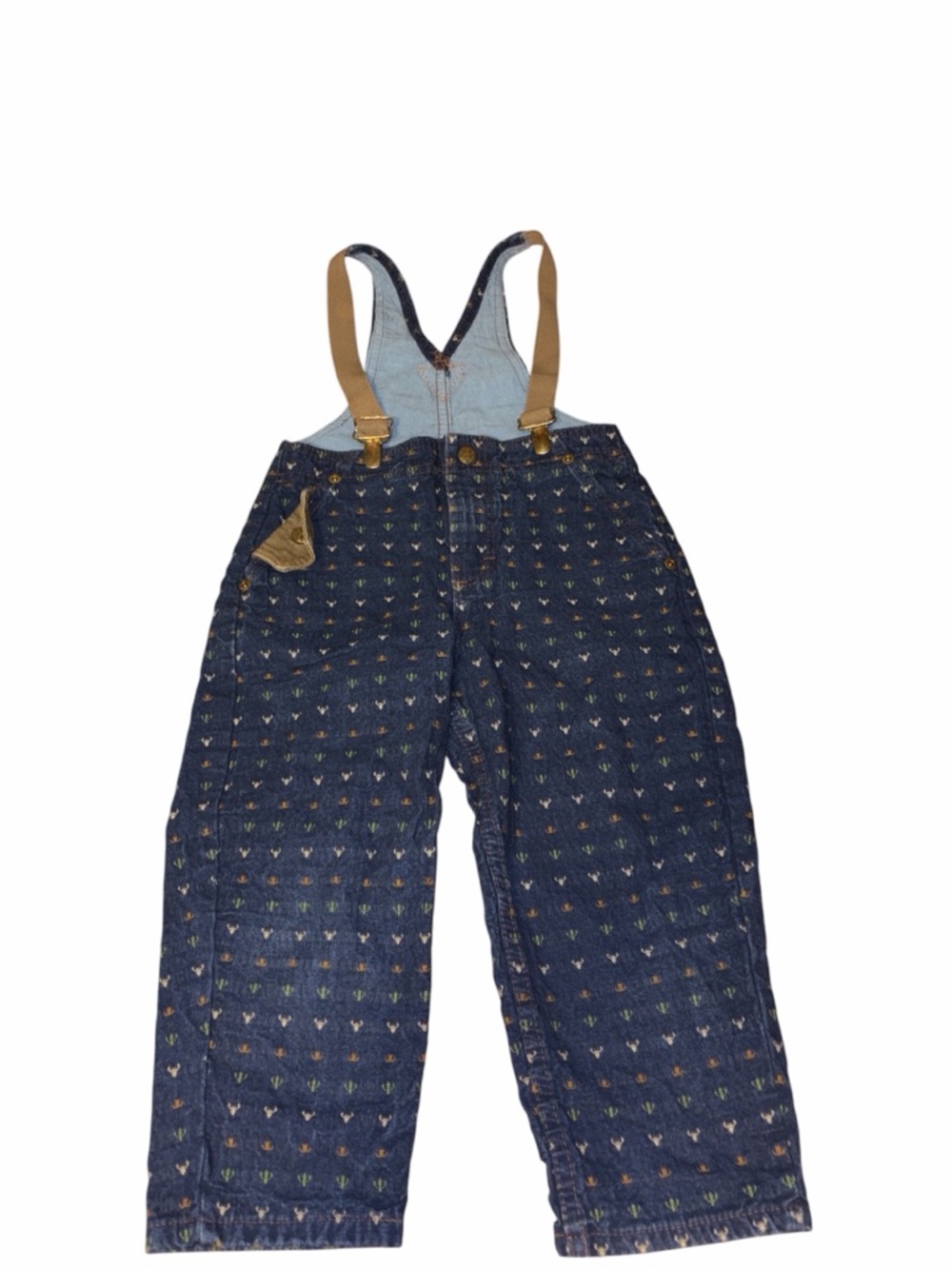 Vintage Oshkosh B’Gosh Kids Navy Patterned Denim Overalls with Suspenders